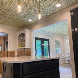 kitchen with design on ceiling
