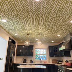 wallpaper ceiling in kitchen